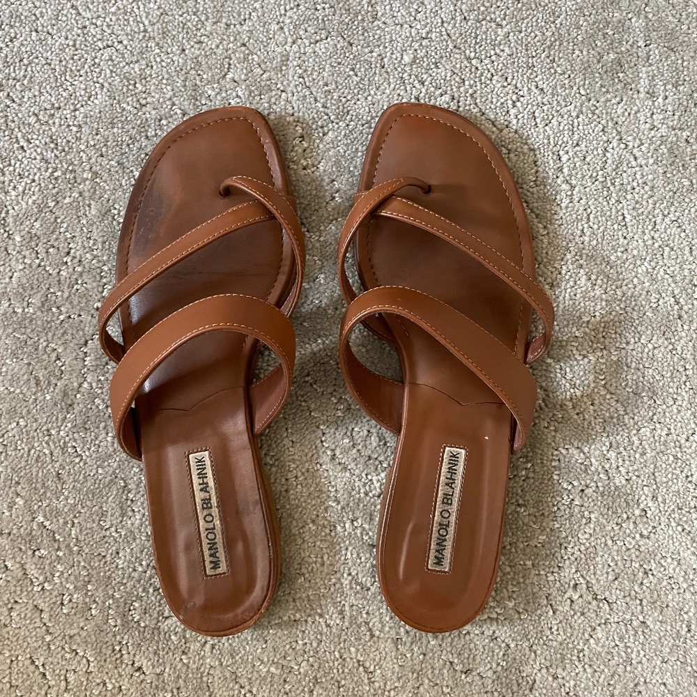 Manolo Blahnik Susa Flat leather sandal